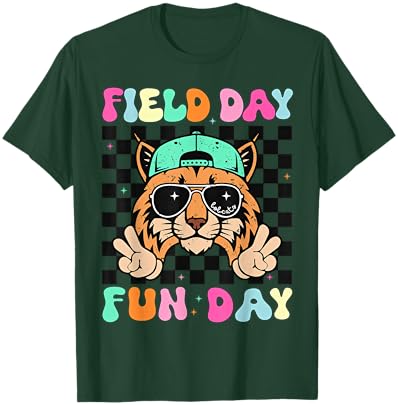 Field Day Fun Day Bobcats School Women Teacher Kids Mom T-Shirt - T-Shirt | Forest