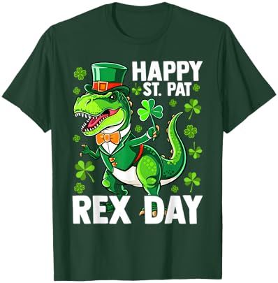 Patrick's Happy ST PAT-REX Day T-Rex Dinosaur Funny T-Shirt - T-Shirt | Forest
