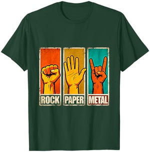 Rock Paper Metal Funny Hand Gesture RockMusic Design T-Shirt - T-Shirt | Forest