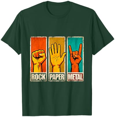 Rock Paper Metal Funny Hand Gesture RockMusic Design T-Shirt - T-Shirt | Forest