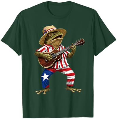 Coqui Frog Puerto Rico Taino Puerto Rican Flag Boricua T-Shirt - T-Shirt | Forest
