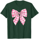 Pink and White Gingham Plaid Coquette Bow Trendy Retro Cute T-Shirt - T-Shirt | Forest