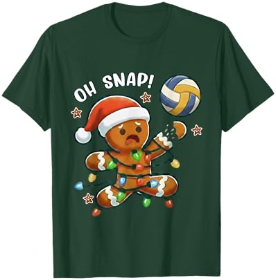 Funny Volleyball Gingerbread Christmas Holiday Player Gift T-Shirt - T-Shirt | Forest