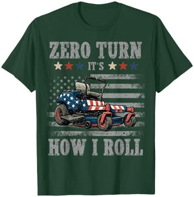 Zero Turn It's How I roll Vintage American Flag Lawn Mower T-Shirt - T-Shirt | Forest