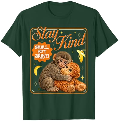 Punch Baby Monkey Stay Kind Small But Brave T-Shirt - T-Shirt | Forest