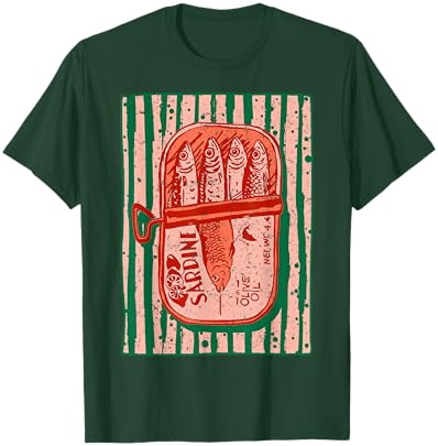Sardines Tinned Fish Retro Graphic Mediterranean Coastal T-Shirt - T-Shirt | Forest