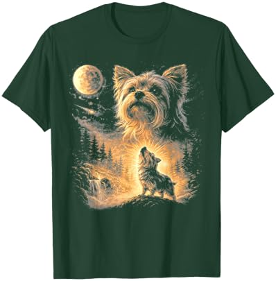 Yorkie Howling to the Moon Vintage T-Shirt - T-Shirt | Forest
