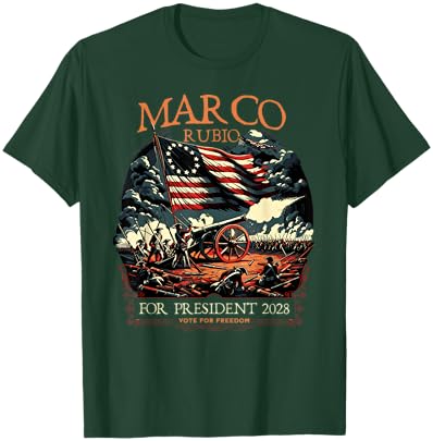 Marco Rubio 2028 for President Colonial Patriotic US Flag T-Shirt - T-Shirt | Forest