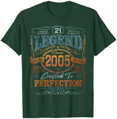 Vintage 2005 Limited Edition Shirt 21 Year Old 21st Birthday T-Shirt - T-Shirt | Forest
