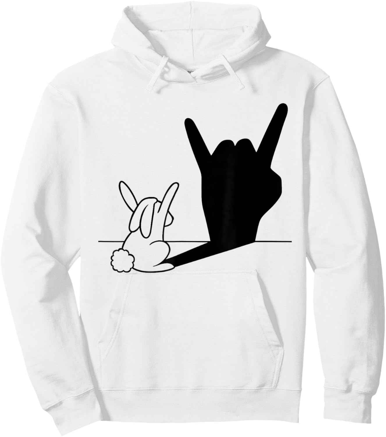 Music Lover Music Band Rabbit Rock n Roll Hand Shadow Hoodie - Hoodie | White