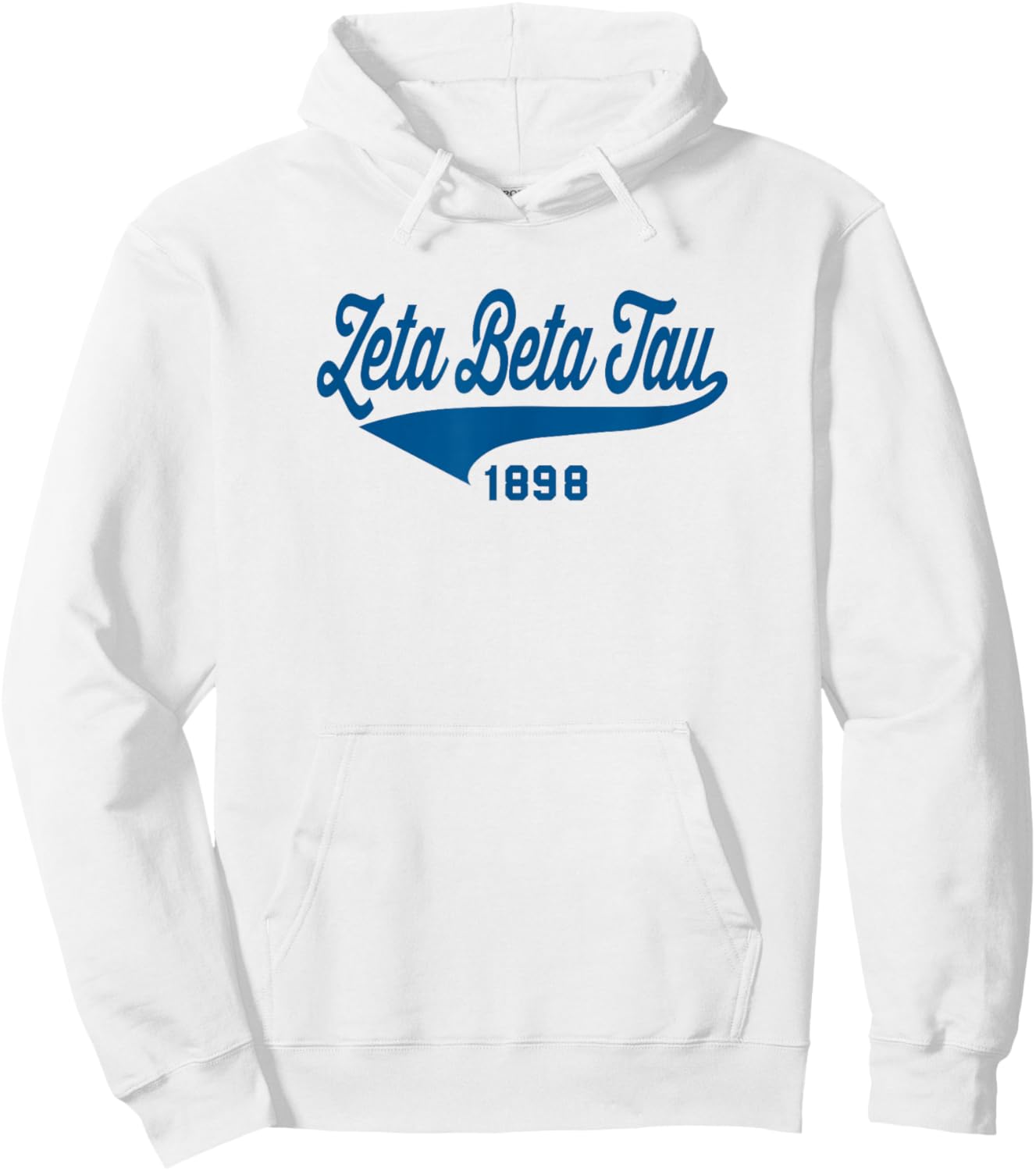 Licensed Zeta Beta Tau Navy Retro Script Hoodie - Hoodie | White