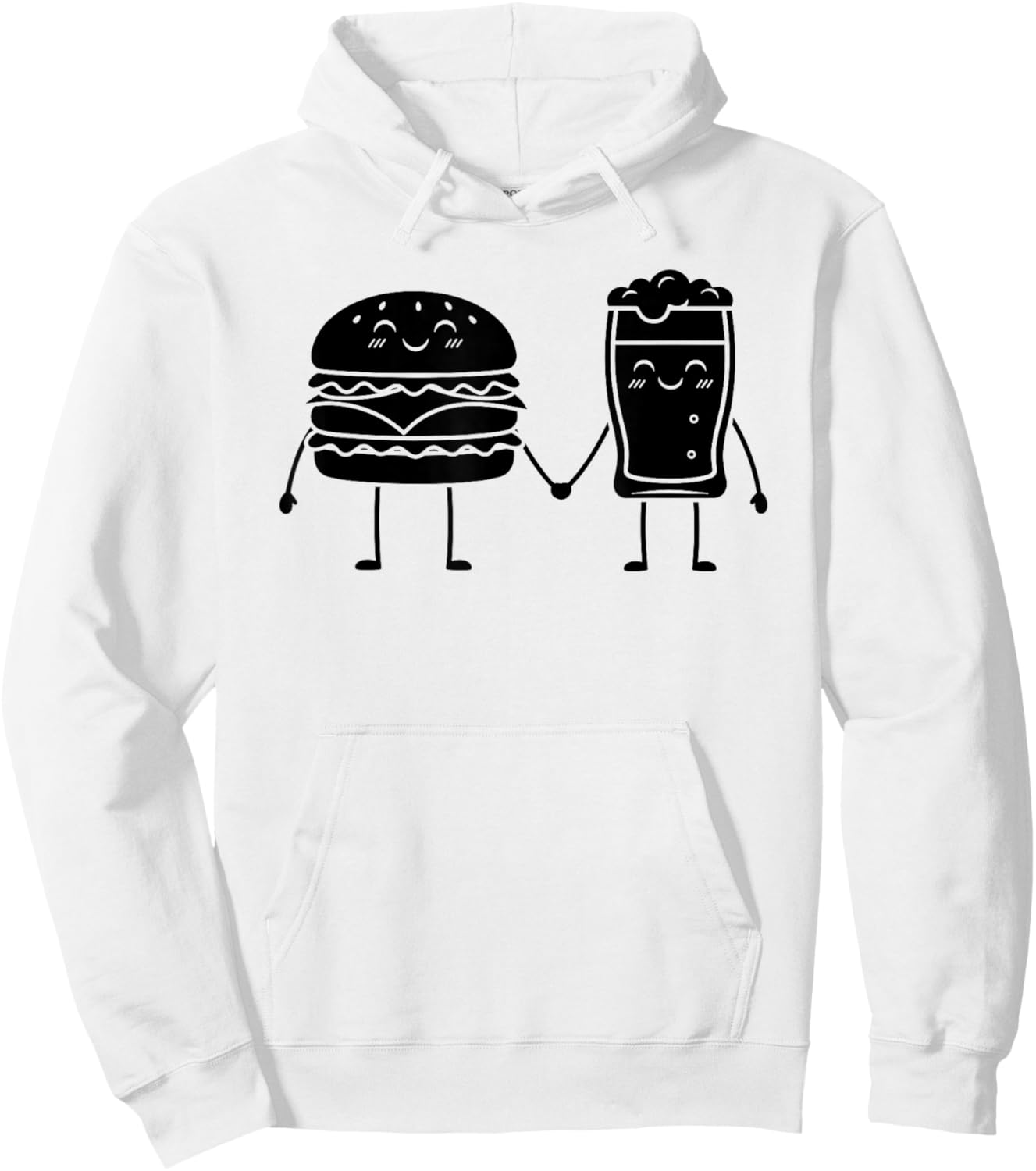 Burger and Beer Cartoon Funny Food Duo Art Hoodie - Hoodie | White