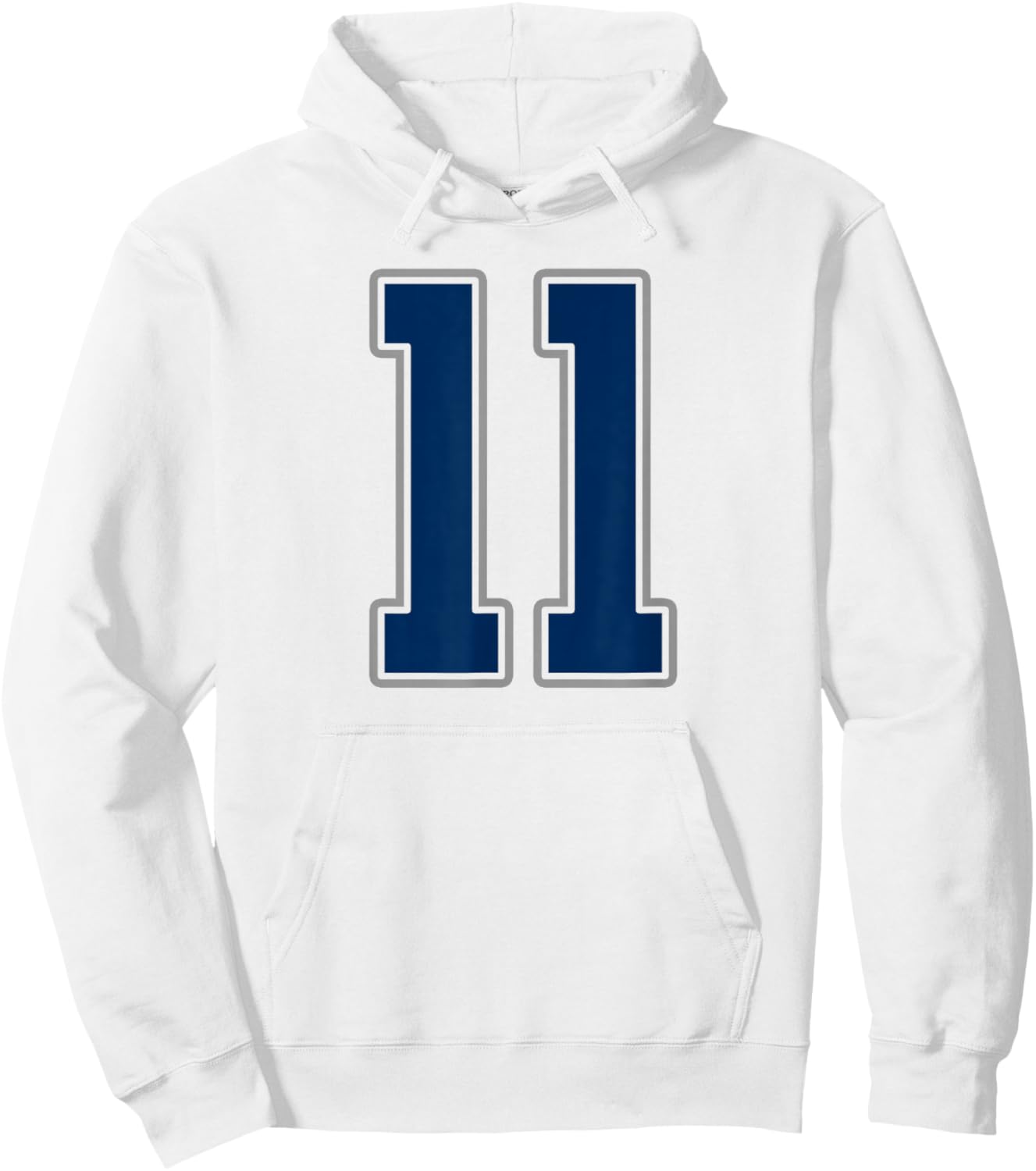 Navy Blue Silver Number 11 Jersey Player Uniform #11 Hoodie - Hoodie | White
