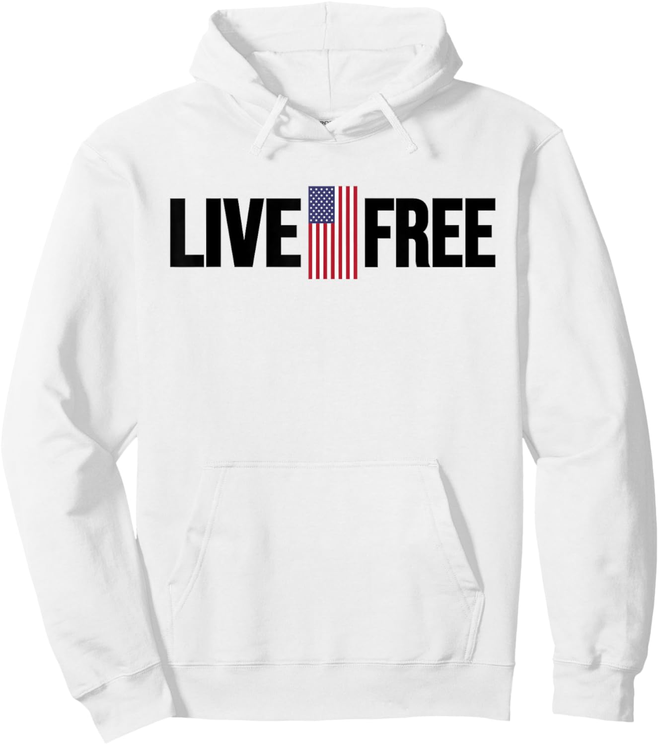Live Free USA Flag Hoodie - Hoodie | White