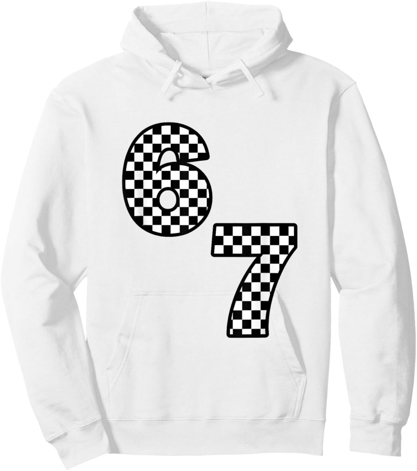 Funny Six Seven Hand 6 7 Meme Gen Alpha Slang Checkerboard Hoodie - Hoodie | White