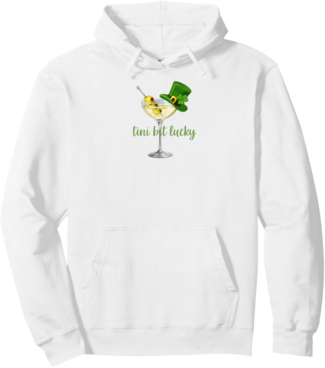 St. Patrick's Day Martini Irish Baby Tini Bit Lucky Shamrock Hoodie - Hoodie | White