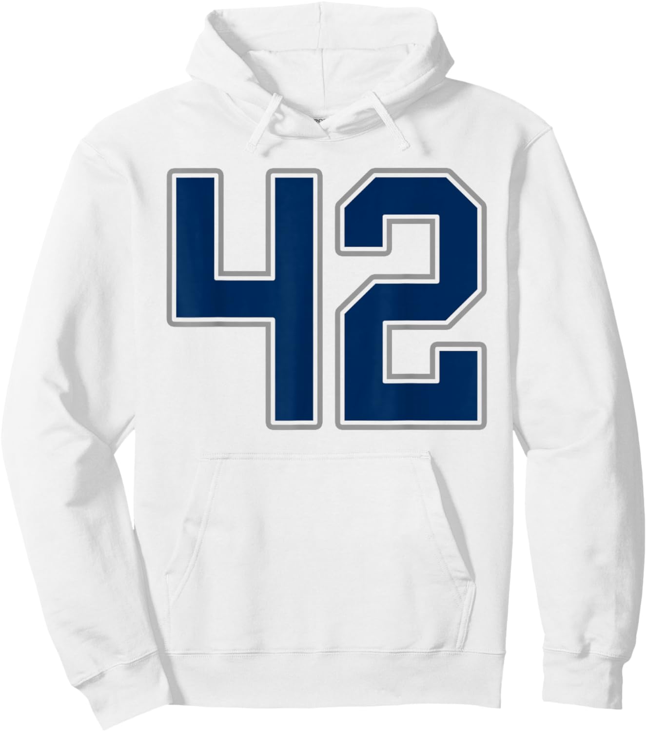 Navy Blue Silver Number 42 Jersey Player Uniform #42 Hoodie - Hoodie | White
