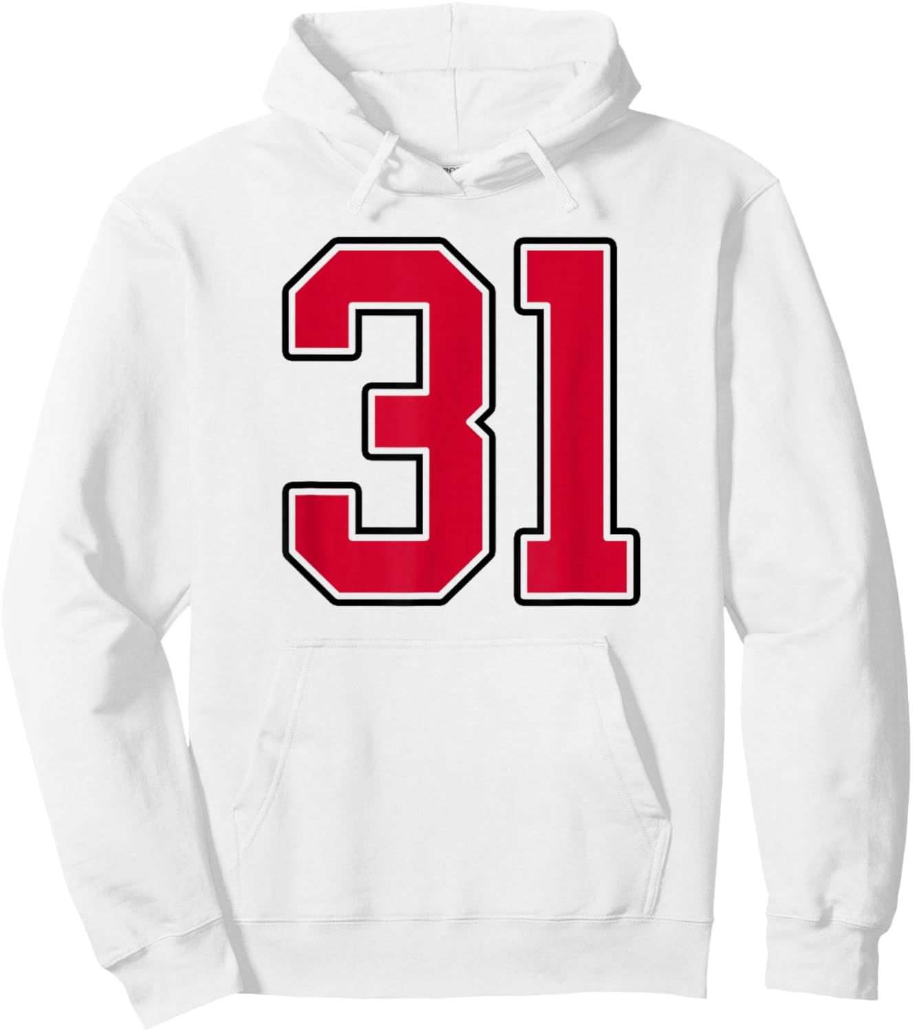 Red and Black Number 31 Jersey Player Uniform #31 Hoodie - Hoodie | White