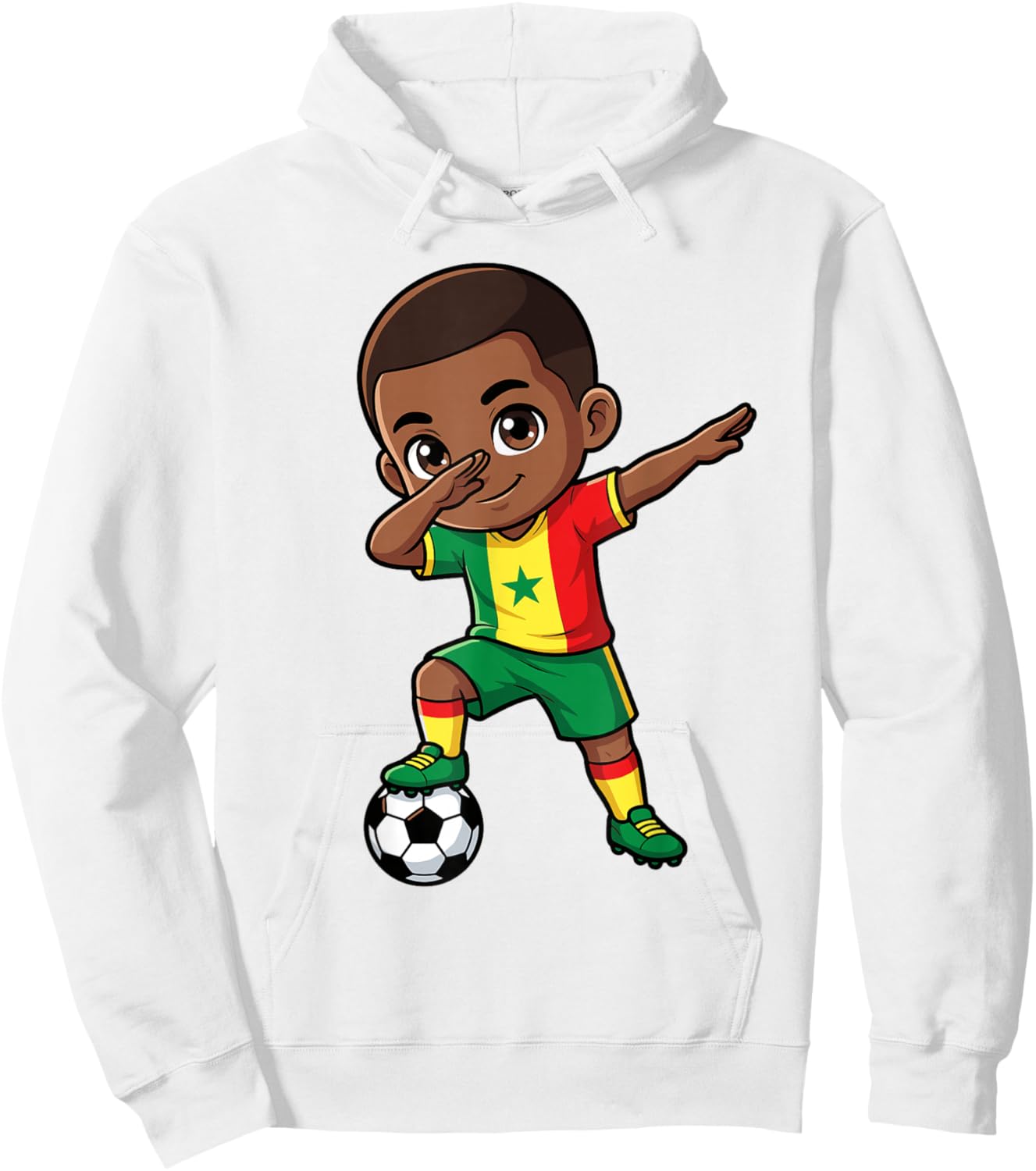 Senegal Dab Kid Cartoon Senegalese Flag for Boys Kids Hoodie - Hoodie | White