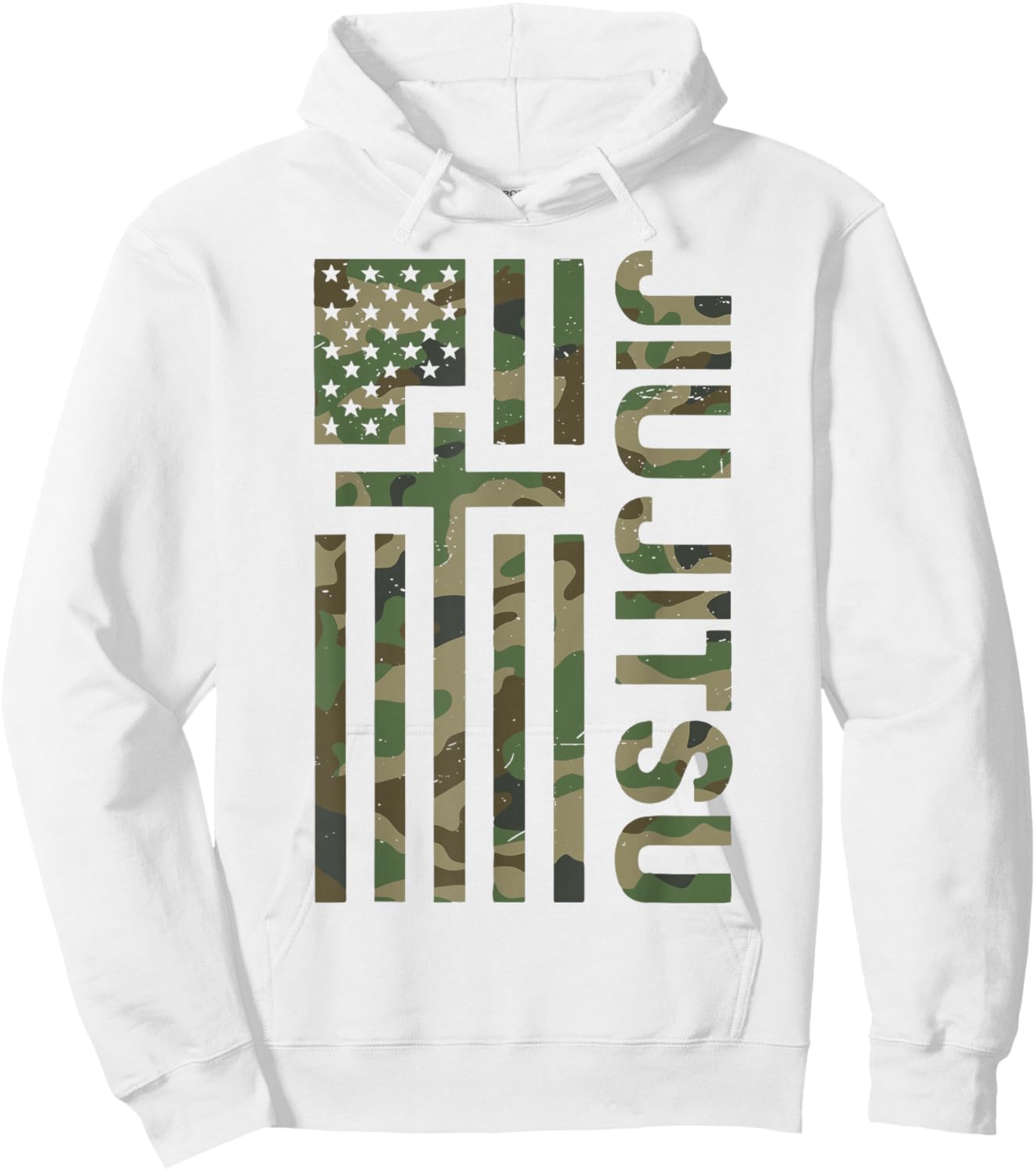 Camo Jiu Jitsu American Flag Christian Cross Jesus Teen Boys Hoodie - Hoodie | White
