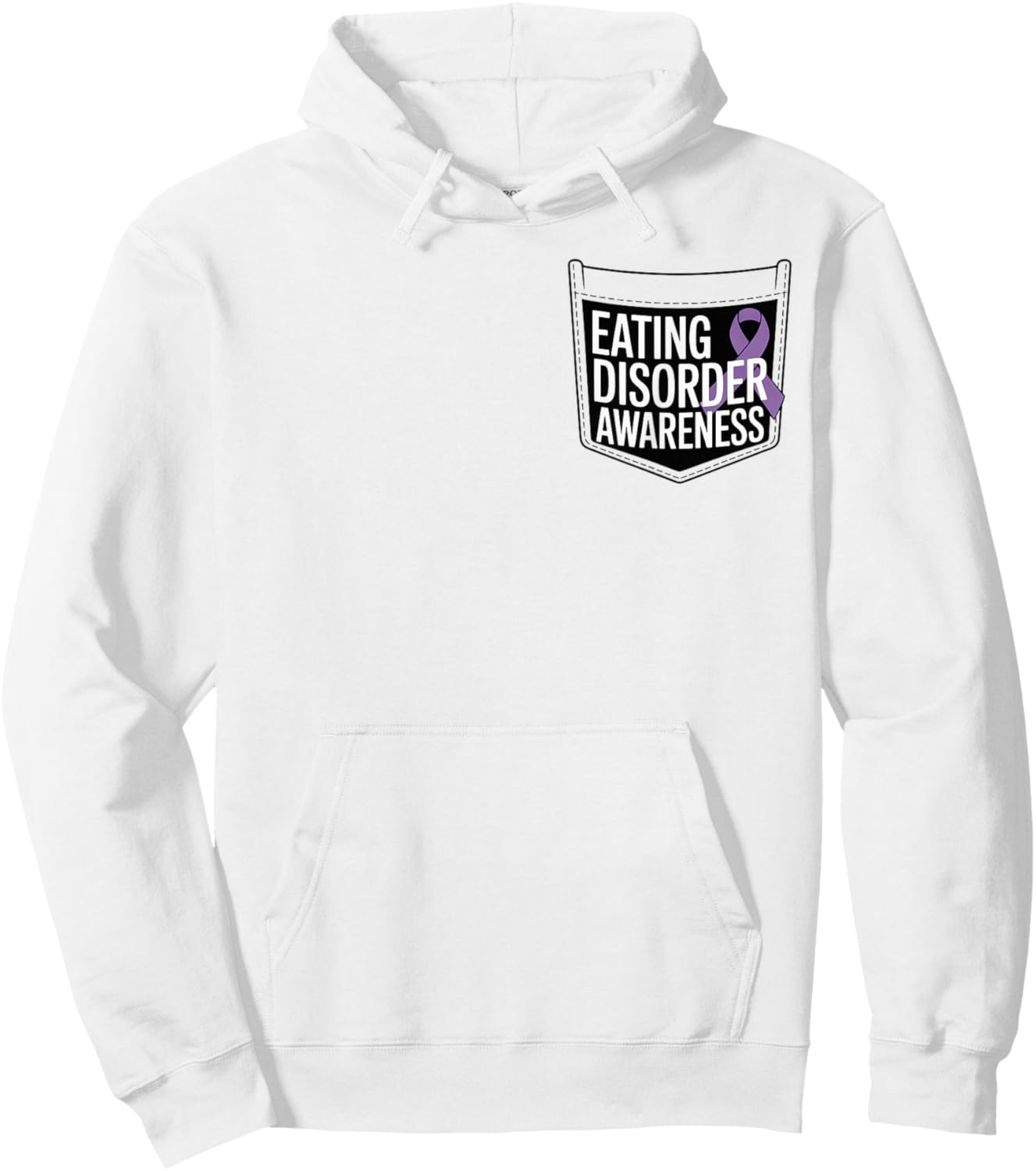 Eating Disorder Awareness Pocket Wear Periwinkle Ribbon Hoodie - Hoodie | White