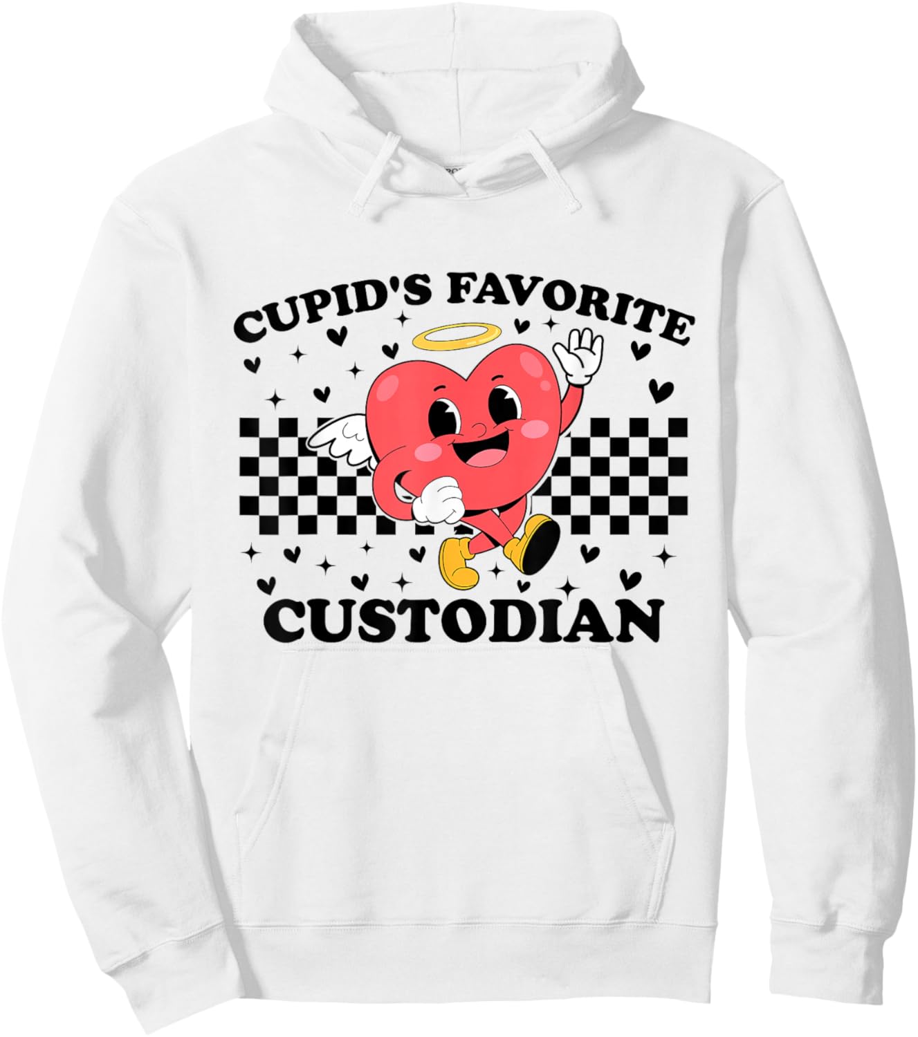 Cupid’s Favorite Custodian Valentines Funny Cupid Hoodie - Hoodie | White