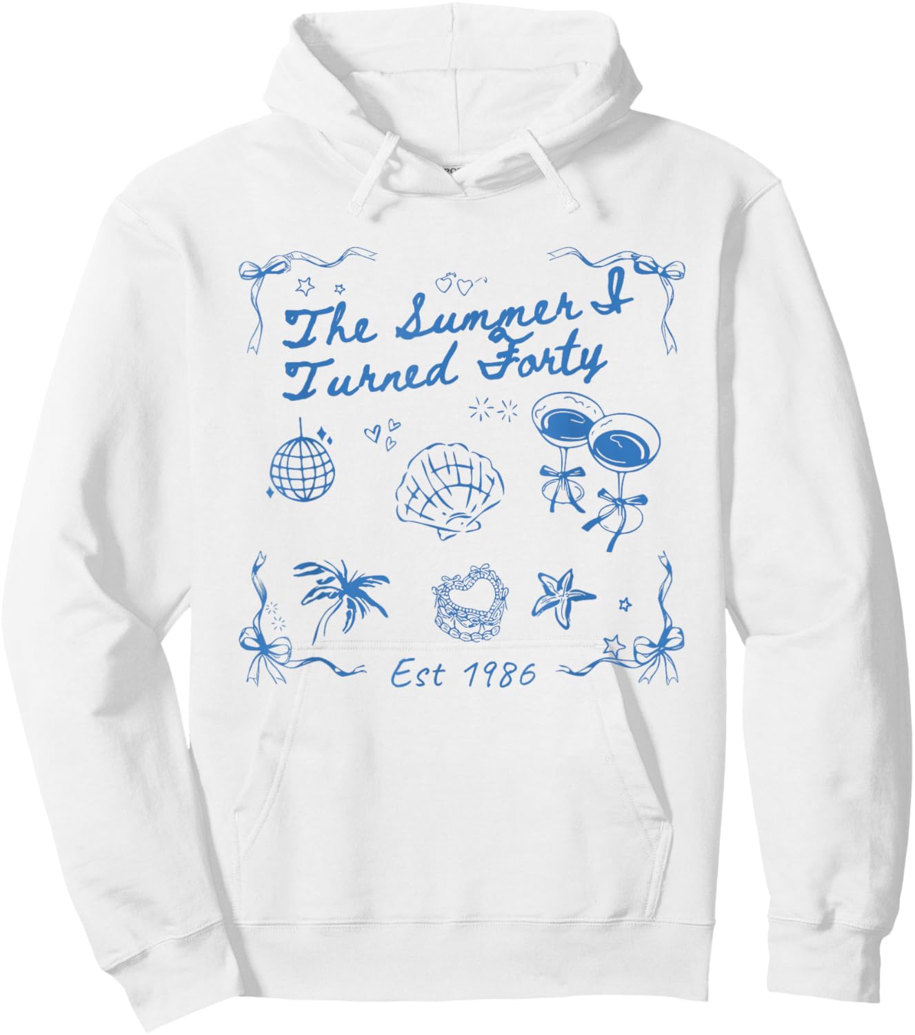 Summer I Turned Forty 40th Birthday Seashell Coastal Beach Hoodie - Hoodie | White