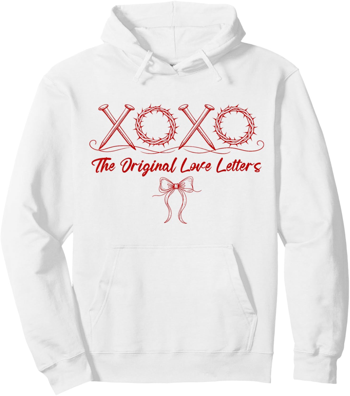 XOXO The Original Love Letters Christian Valentine Bow Retro Hoodie - Hoodie | White
