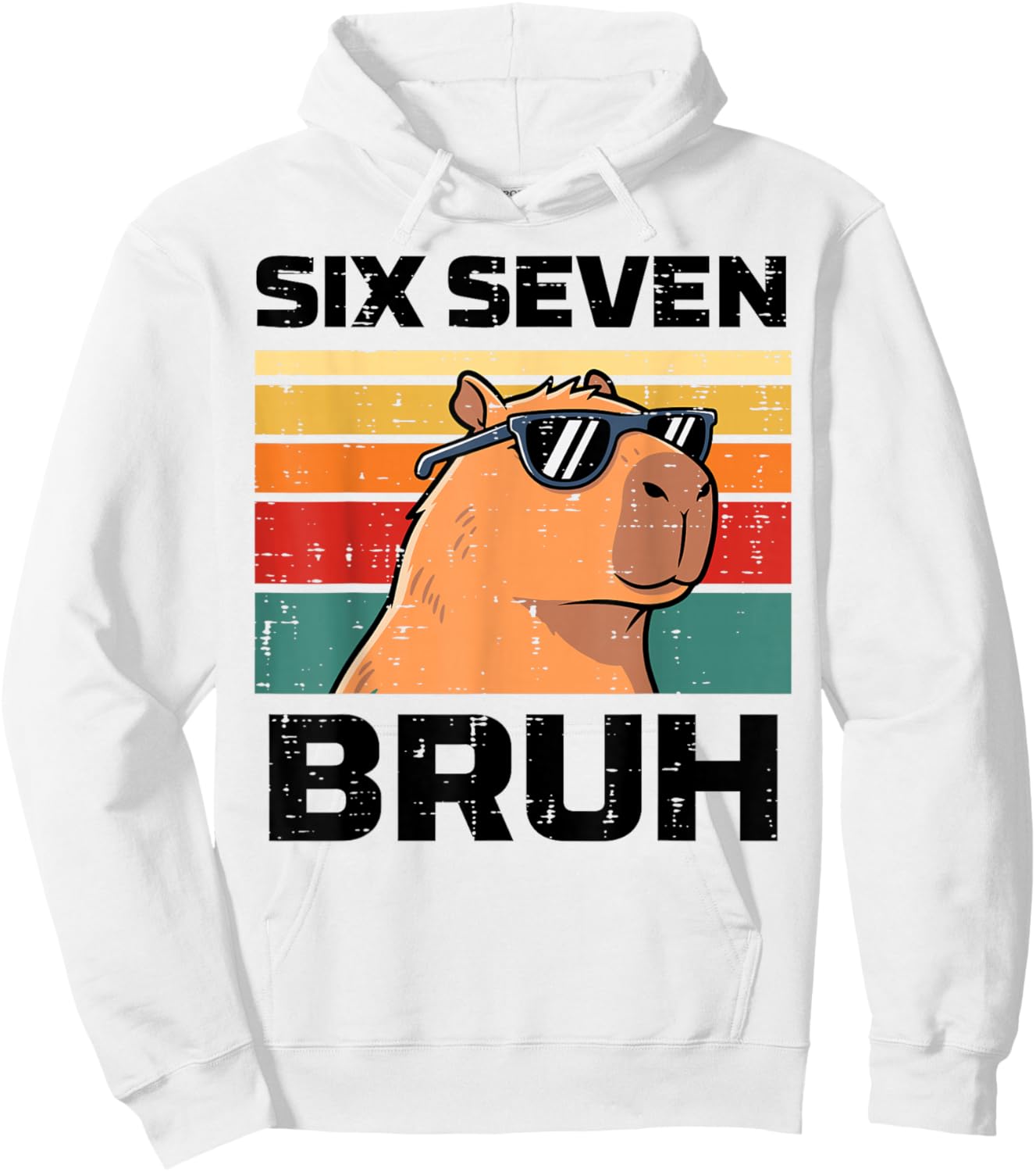 Six Seven Bruh Capybara Funny 67 6 7 Meme Kids Boys Youth Hoodie - Hoodie | White