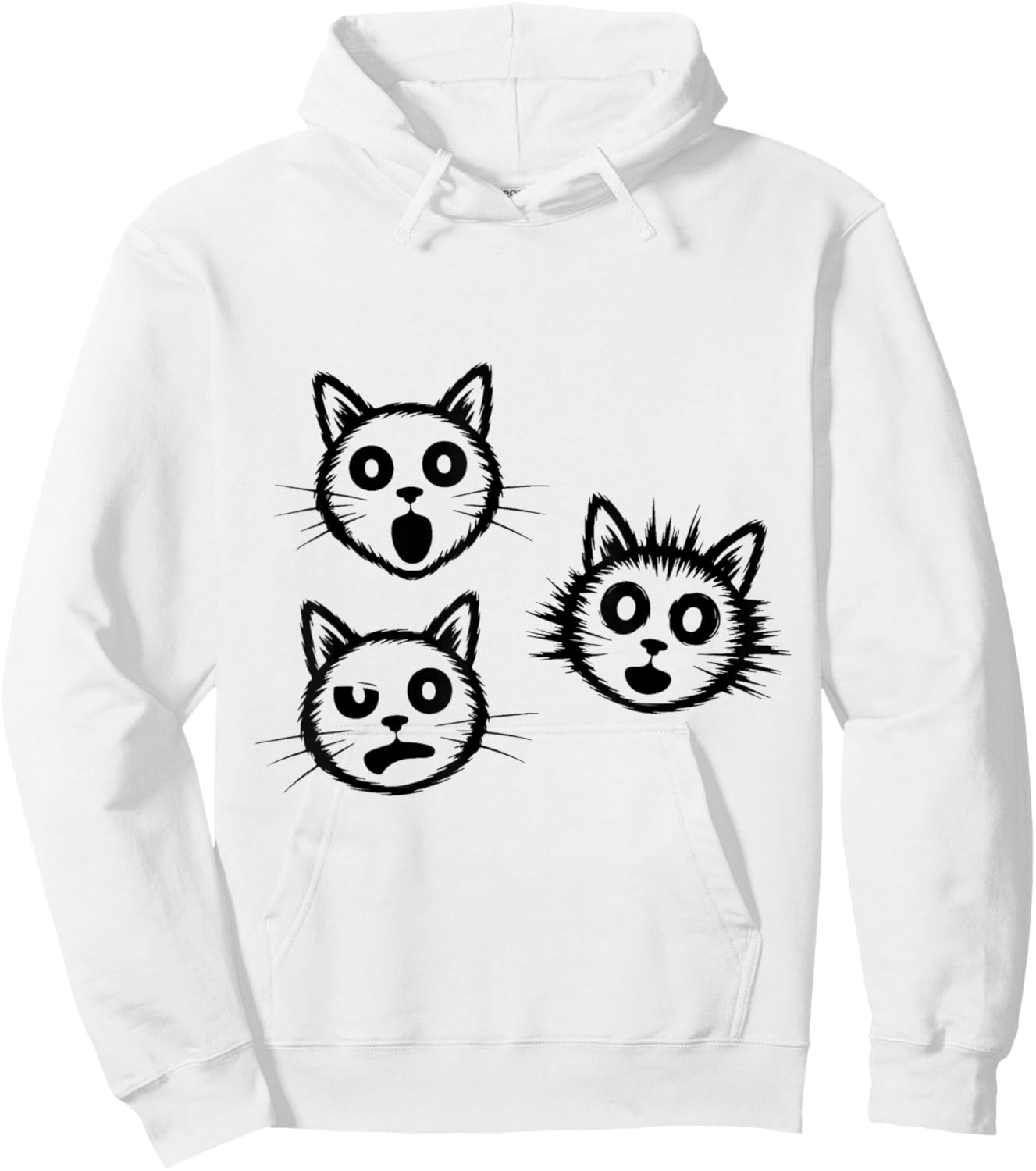 Funny Sketchy Cat Pet Energy Minimal Line Art Drawing Style Hoodie - Hoodie | White