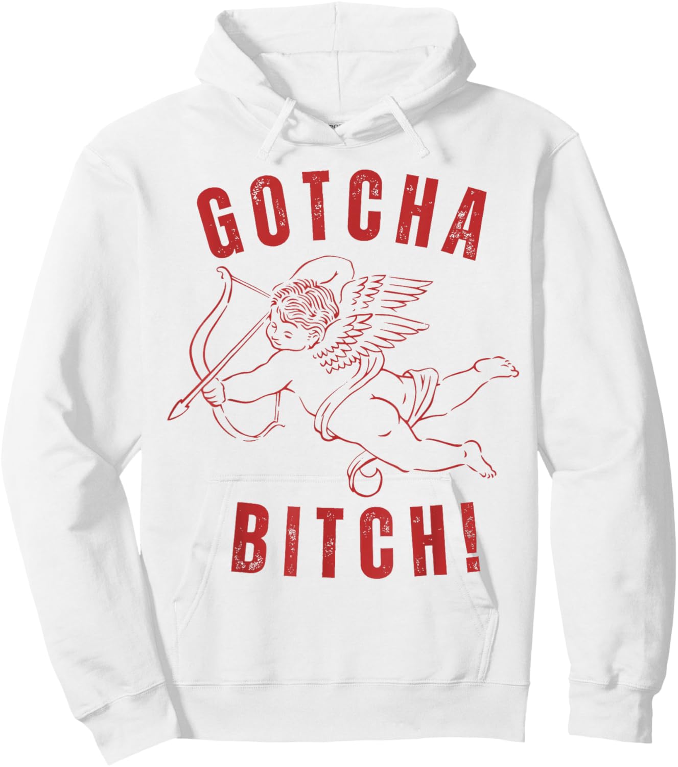 Retro Gotcha Bitch Funny Cupid Valentine's Day Hoodie - Hoodie | White