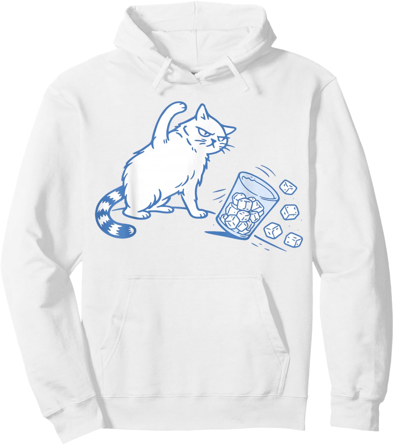 Angry Cat Pushing Cup of Ice Sarcastic Men Women No Ice Cat Hoodie - Hoodie | White