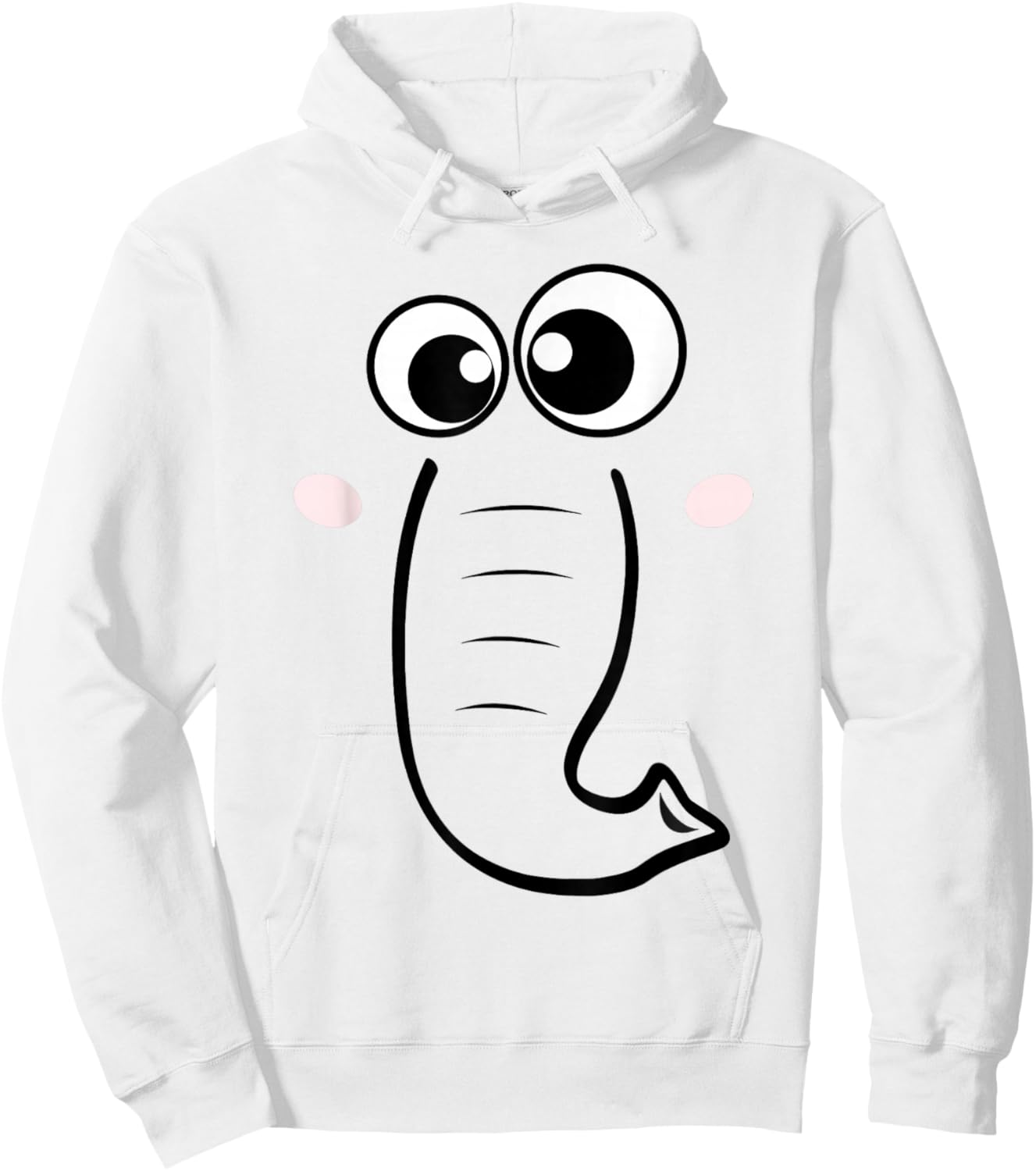 Cute Elephant Face Cartoon Style Easy Halloween Costume Hoodie - Hoodie | White
