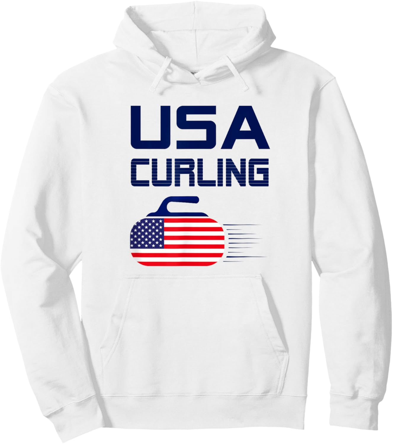 American Flag USA Ice Curling Rock Curler Hoodie - Hoodie | White
