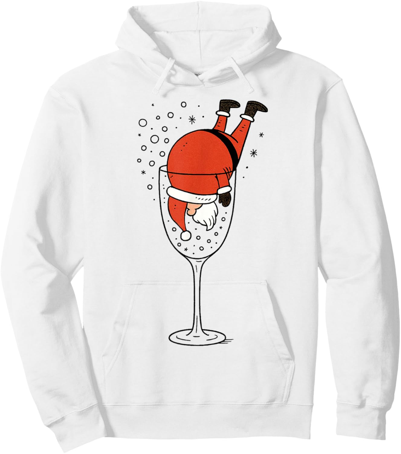 Funny Drunk Santa in Wine Glass Christmas Drinking Party Hoodie - Hoodie | White
