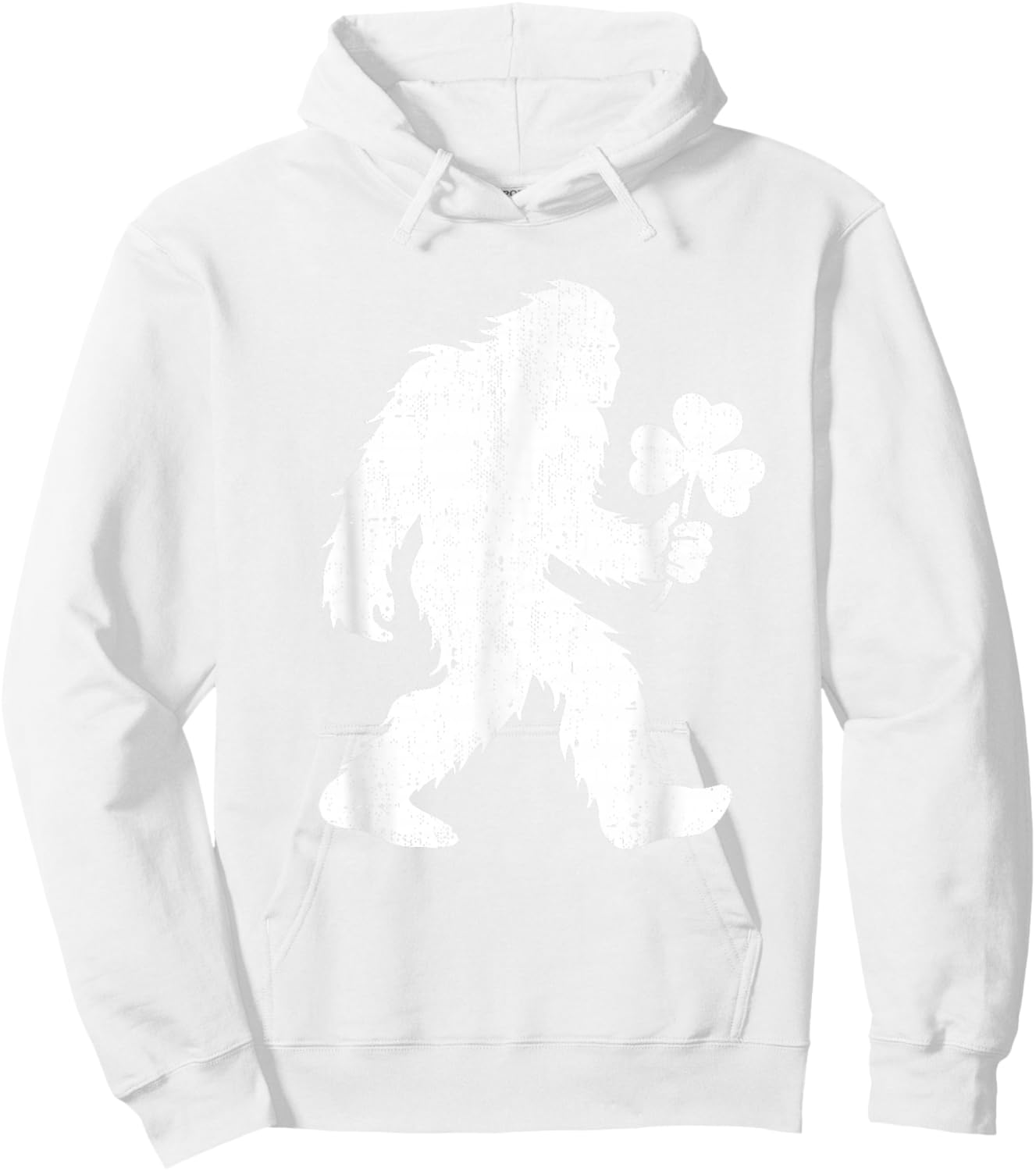 Bigfoot Shamrock St Patricks Day Adults Kids March Hoodie - Hoodie | White