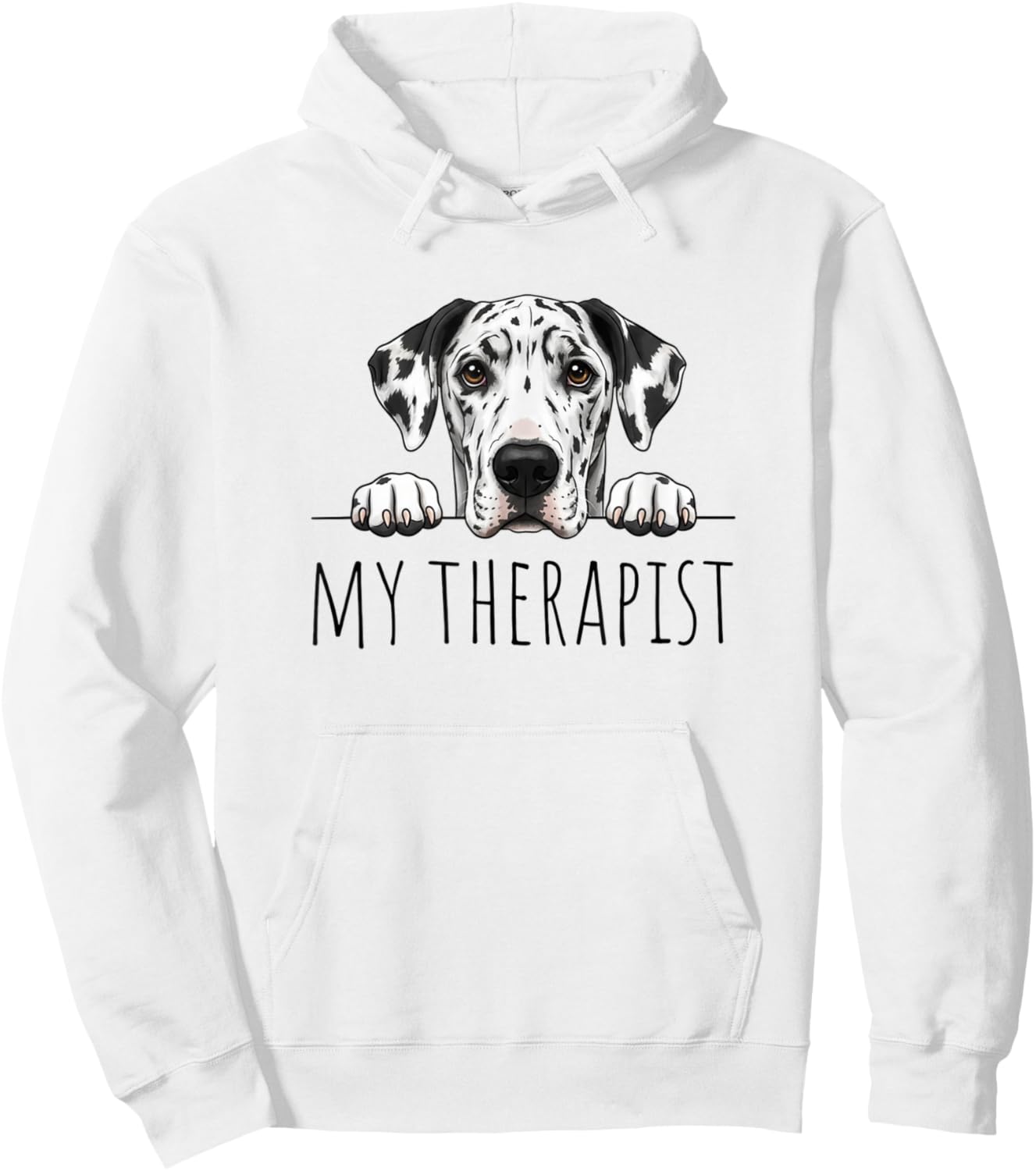 Harlequin Great Dane My Therapist Hoodie - Hoodie | White