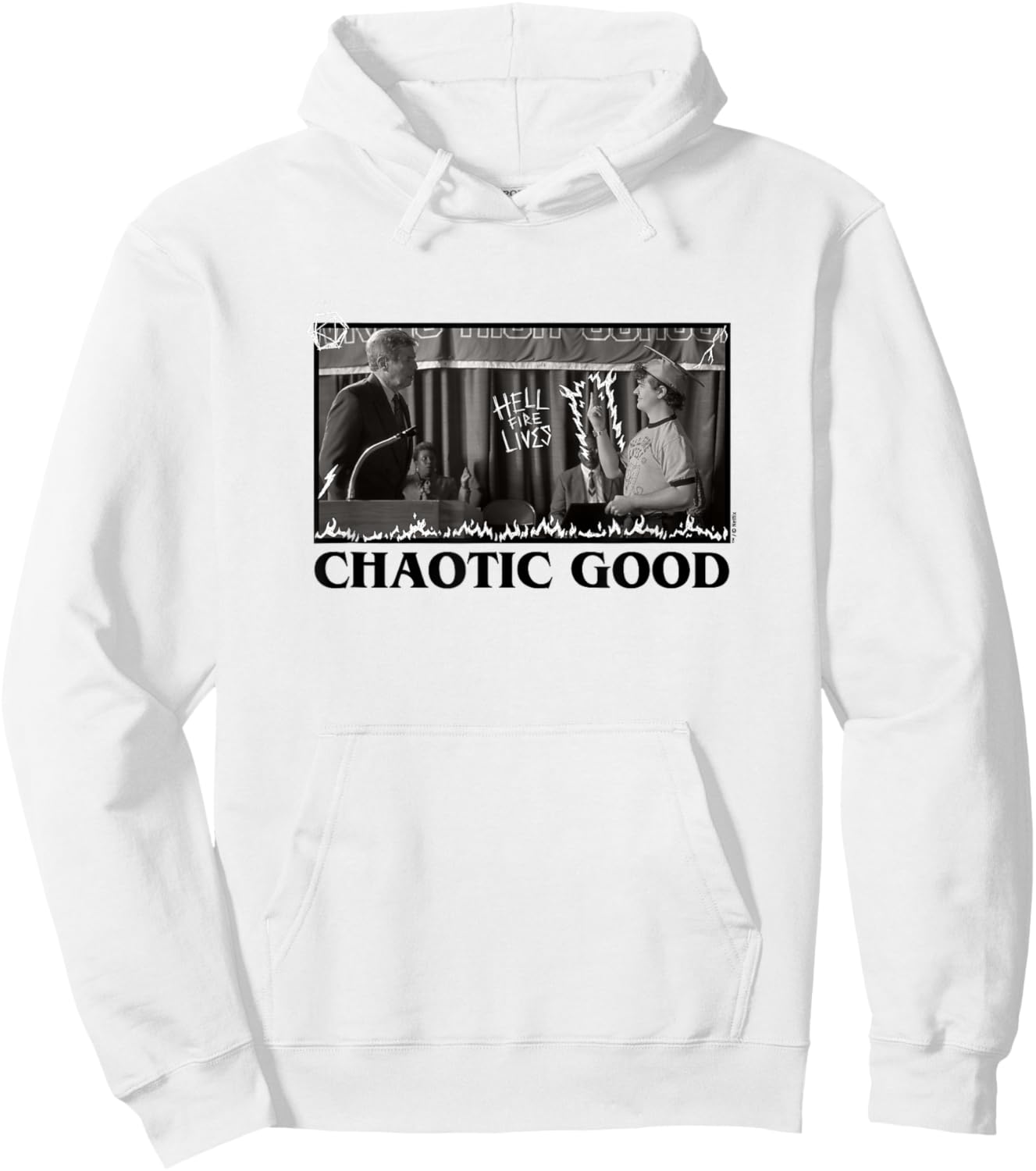 Stranger Things Chaotic Good Graduation Officially Licensed Hoodie - Hoodie | White