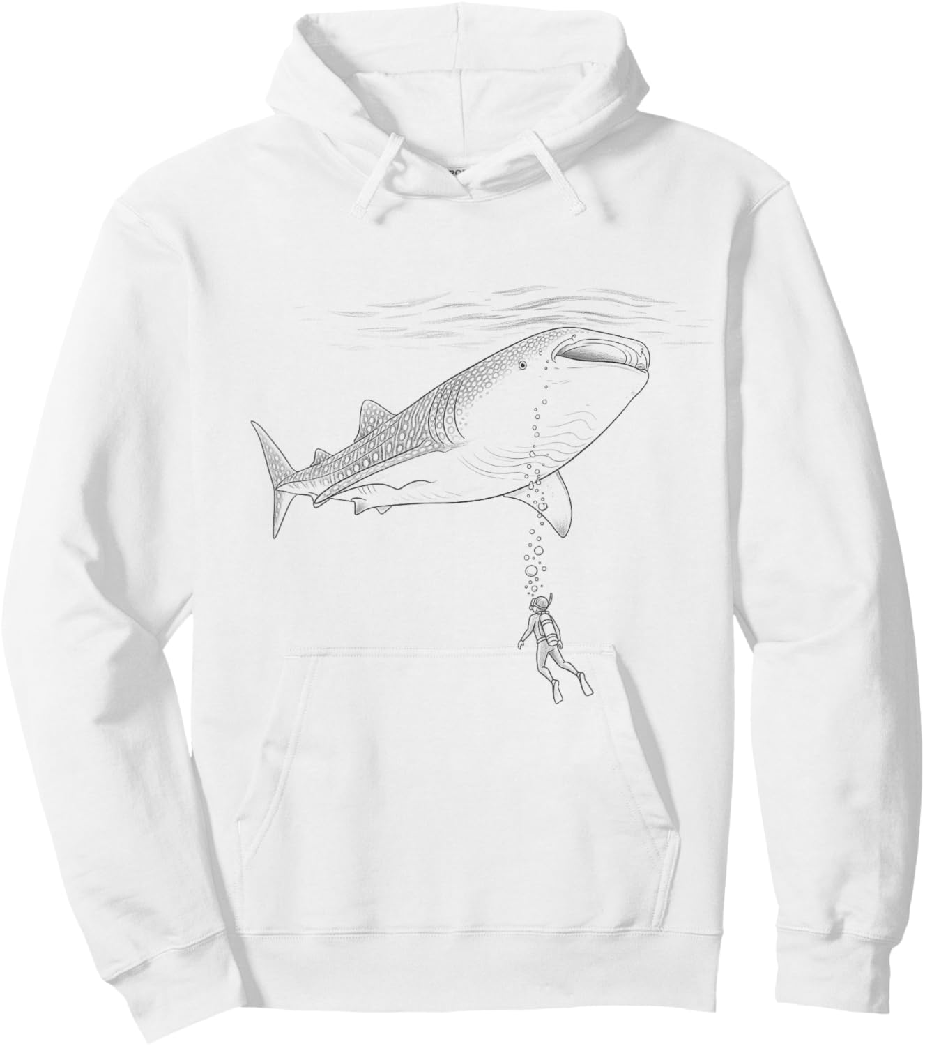 Vintage Whale Shark Diving Drawing Art Design Hoodie - Hoodie | White