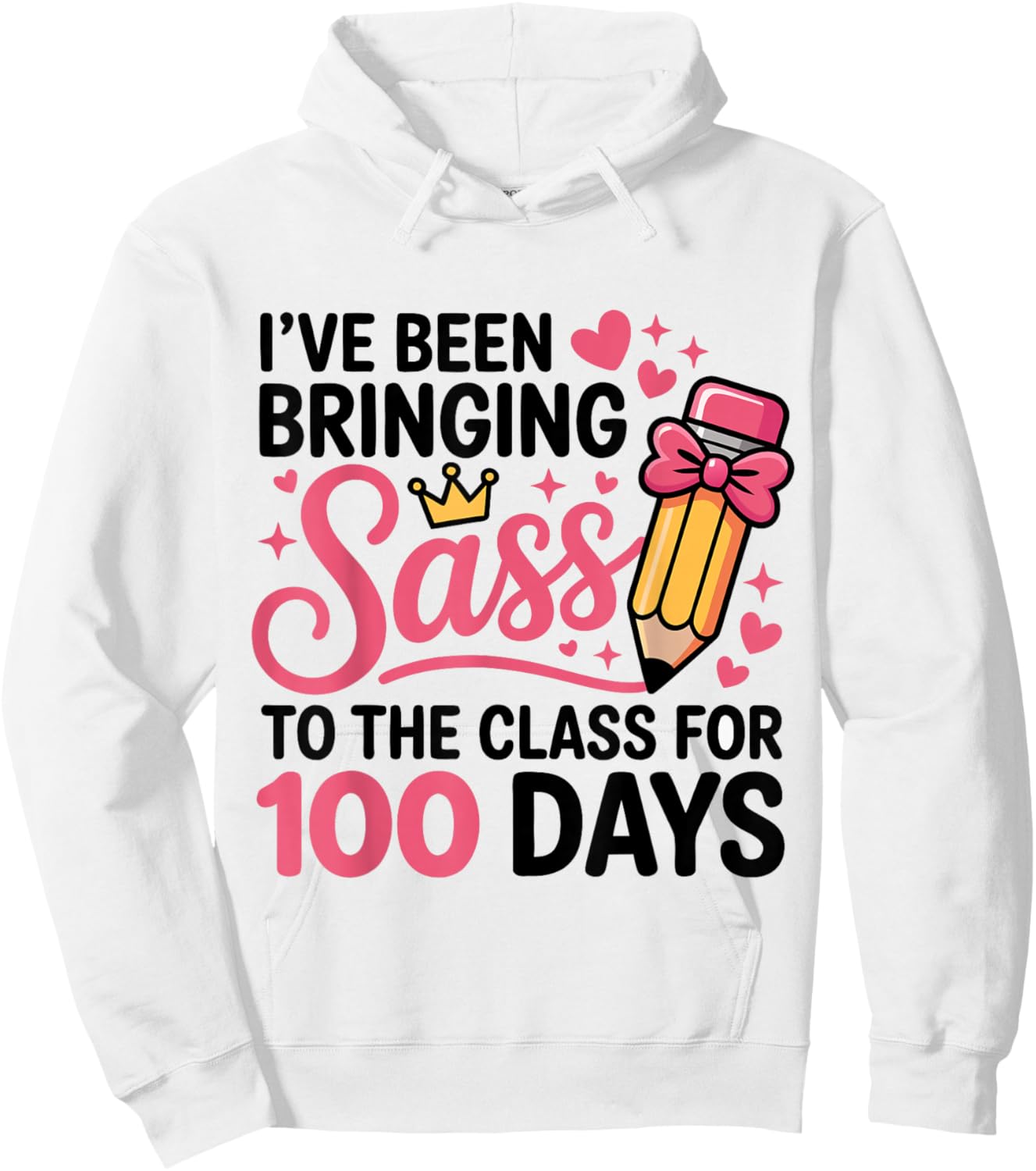Bringing Sass to The Class for 100 Days of School Bow Girls Hoodie - Hoodie | White