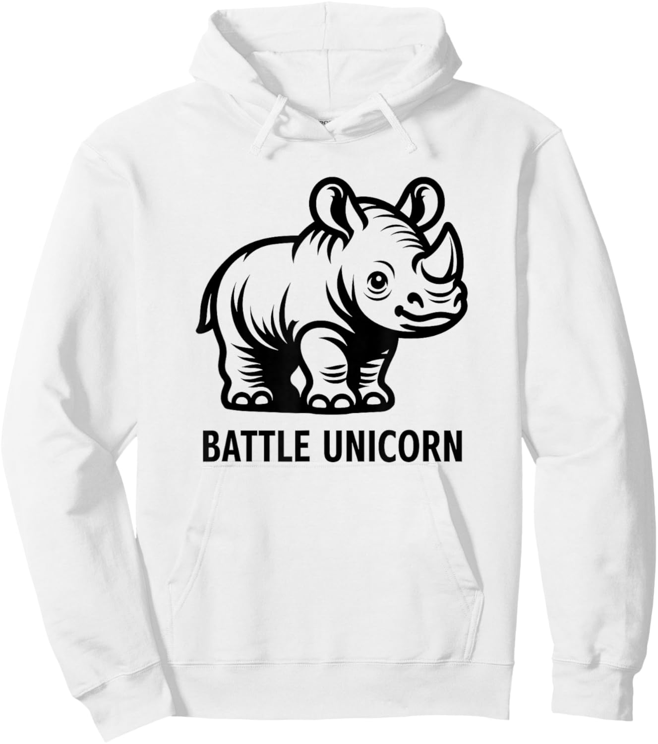 Rhino, Battle Unicorn, Funny, Jokes, Sarcastic Hoodie - Hoodie | White