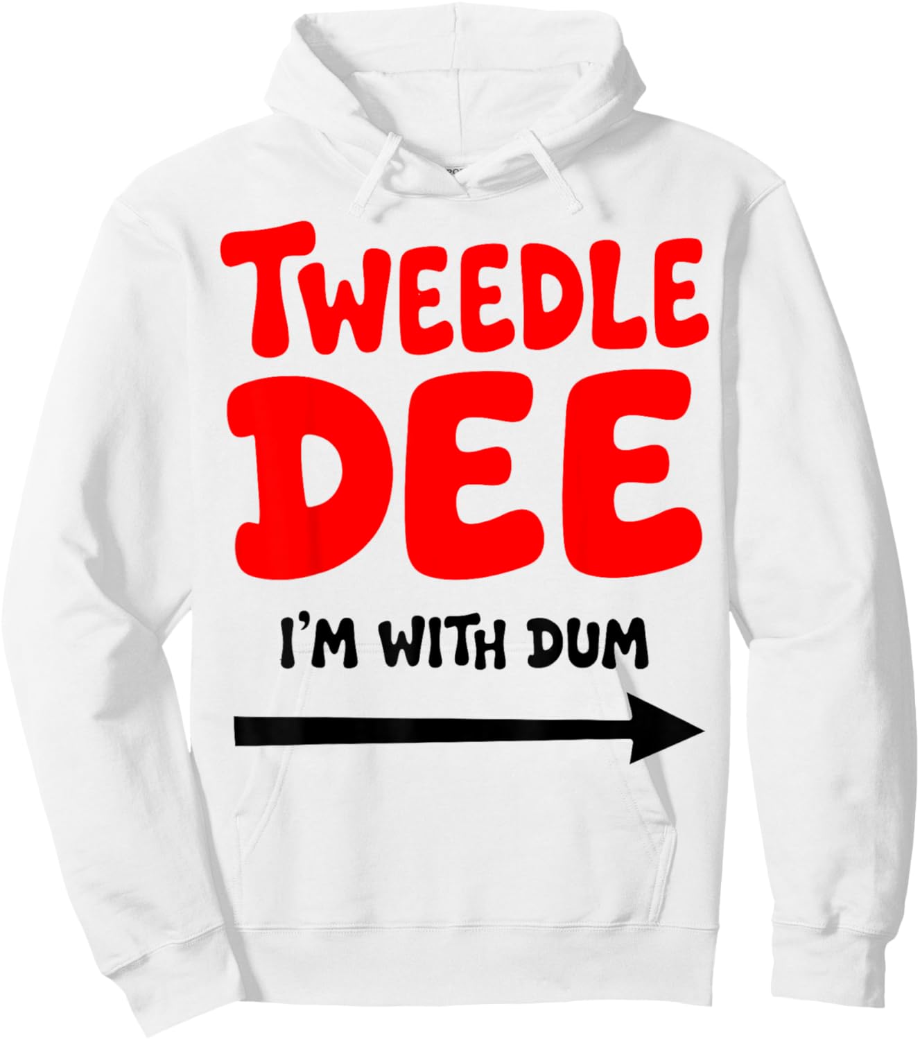 Tweedle Dee I'm with Dum Lazy Couple Halloween Costumes Hoodie - Hoodie | White