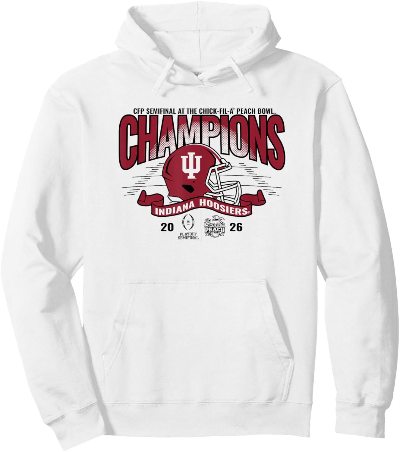 Indiana Hoosiers Peach Bowl Champs 2026 CFP Semifinal White Hoodie - Hoodie | White