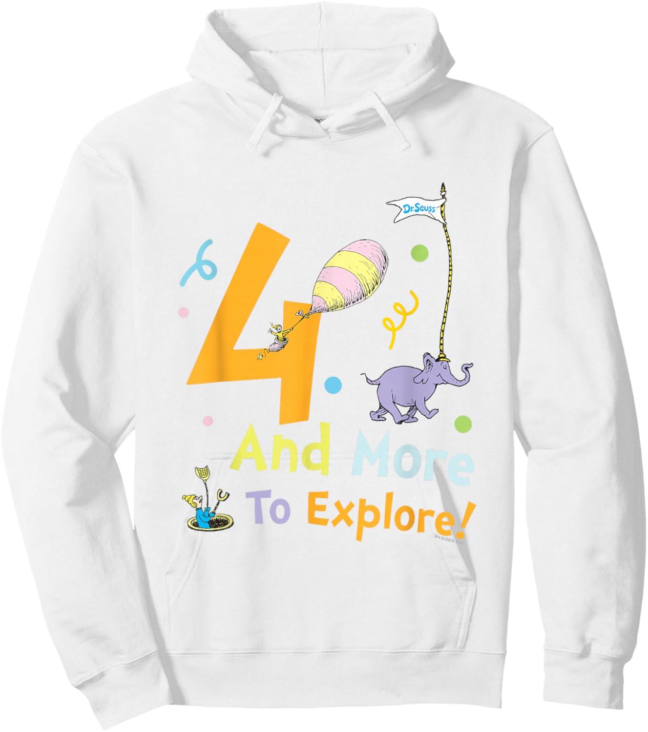 Dr. Seuss 4 and More to Explore Birthday Officially Licensed Hoodie - Hoodie | White