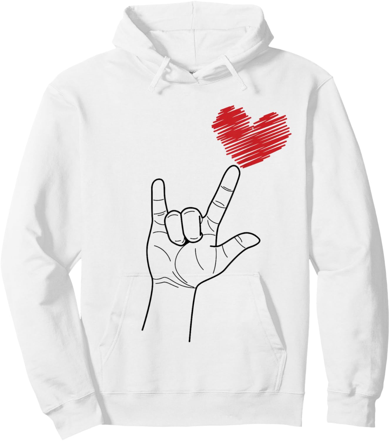 American Sign I Love You Hand Sign ASL Heart Women Kids Men Hoodie - Hoodie | White