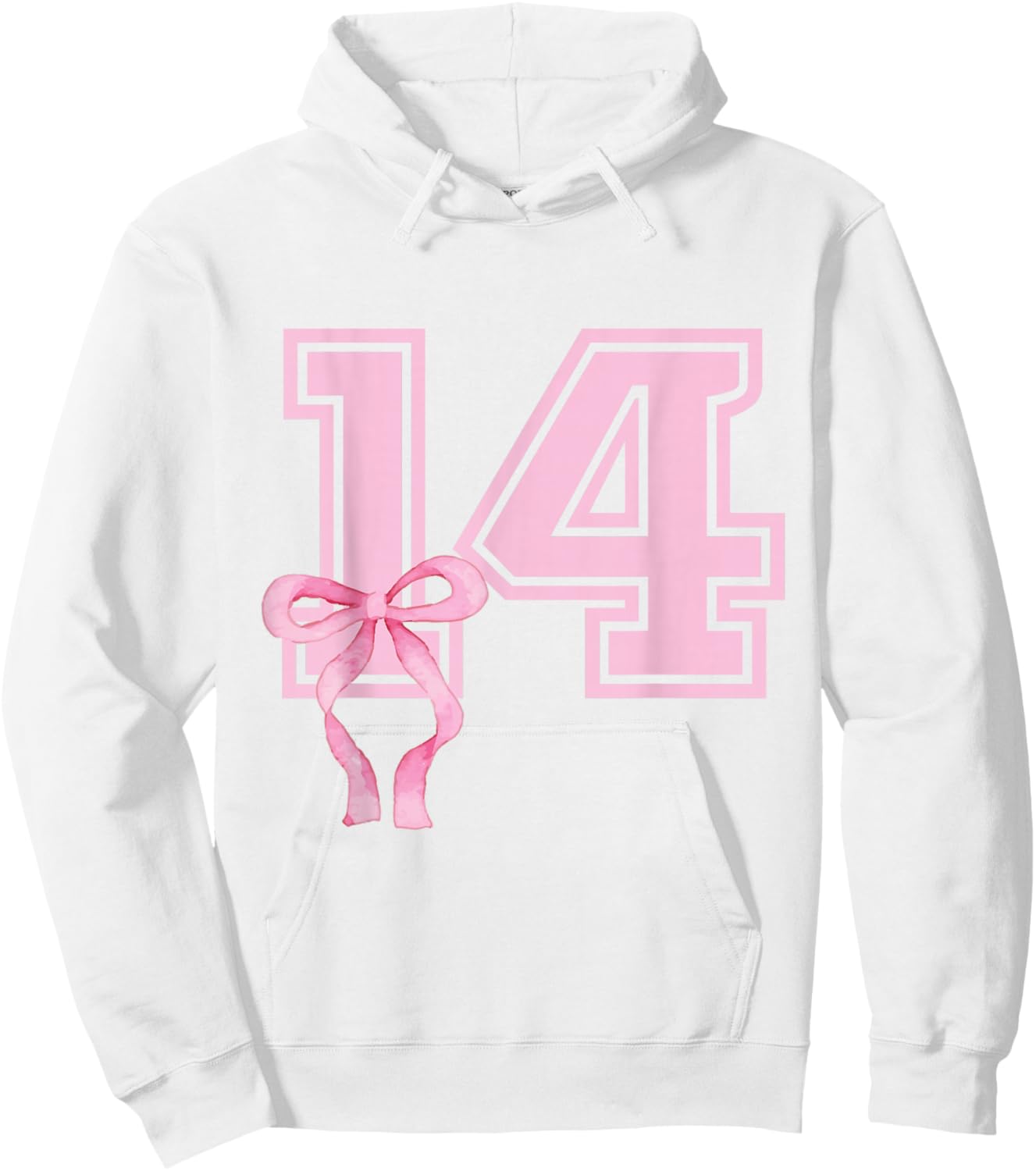 14th Birthday Girl Coquette Pink Bows Fourteenth Years Old Hoodie - Hoodie | White