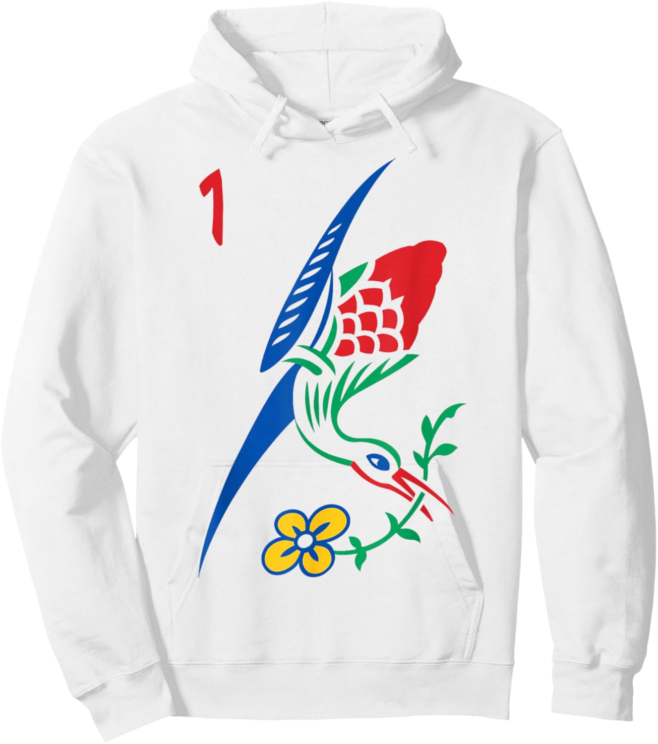 Chinese Mahjong Game Tile One Bamboo Sozu Bird Hoodie - Hoodie | White