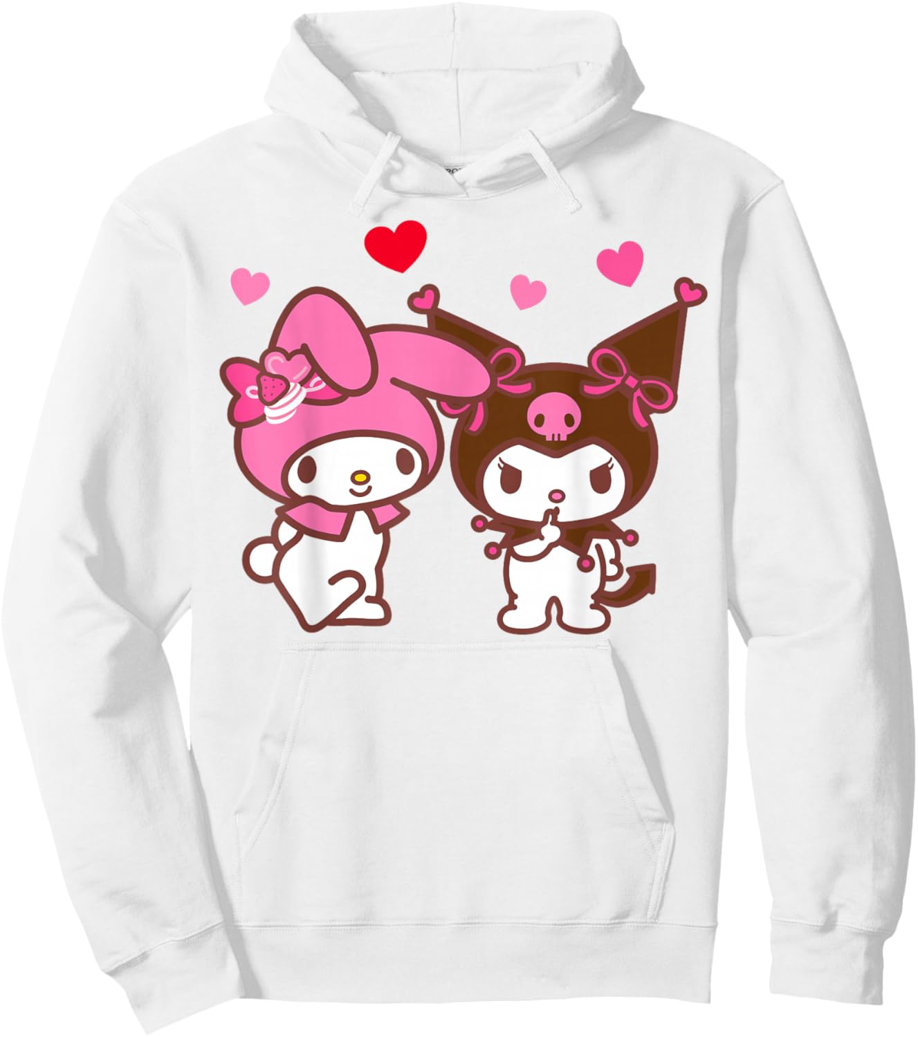 Hello Kitty Valentine's Day My Melody and Kuromi Hearts Hoodie - Hoodie | White