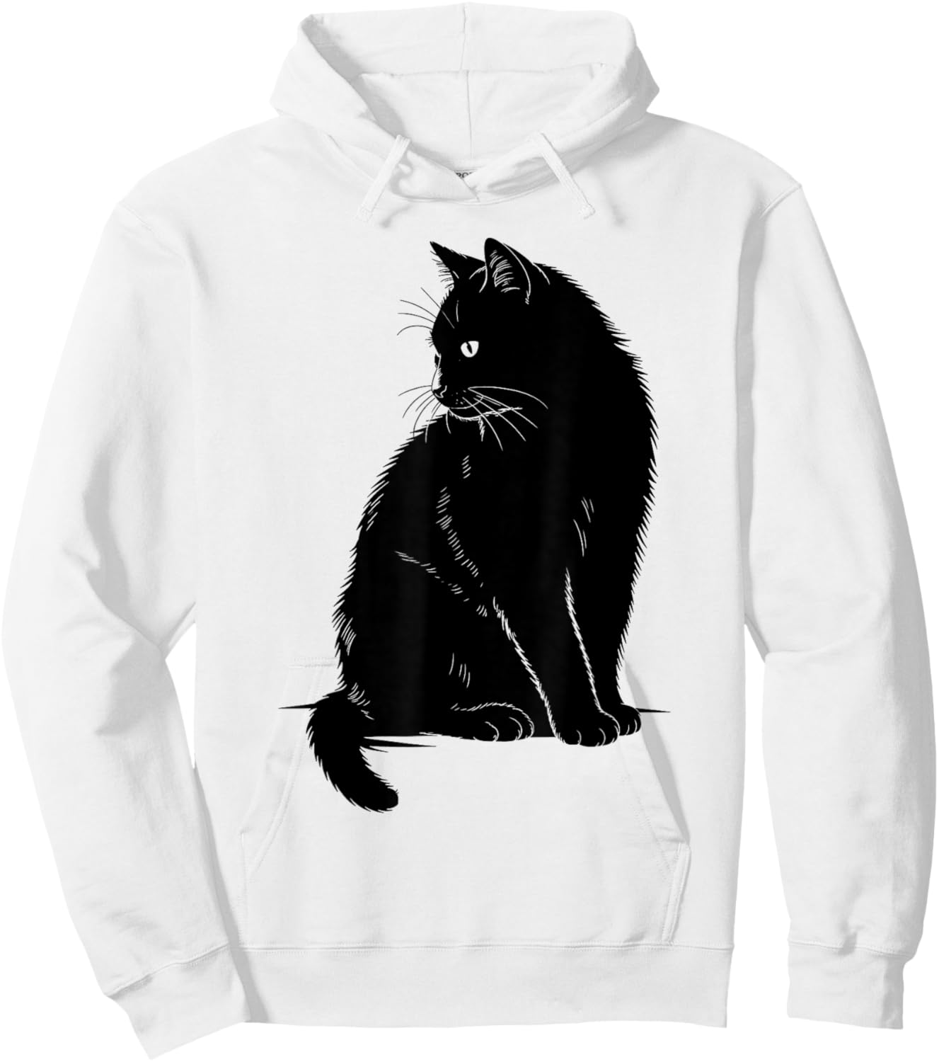 Minimalist Cat Art Cute Black Cat Owner Feline Art Kitten Hoodie - Hoodie | White