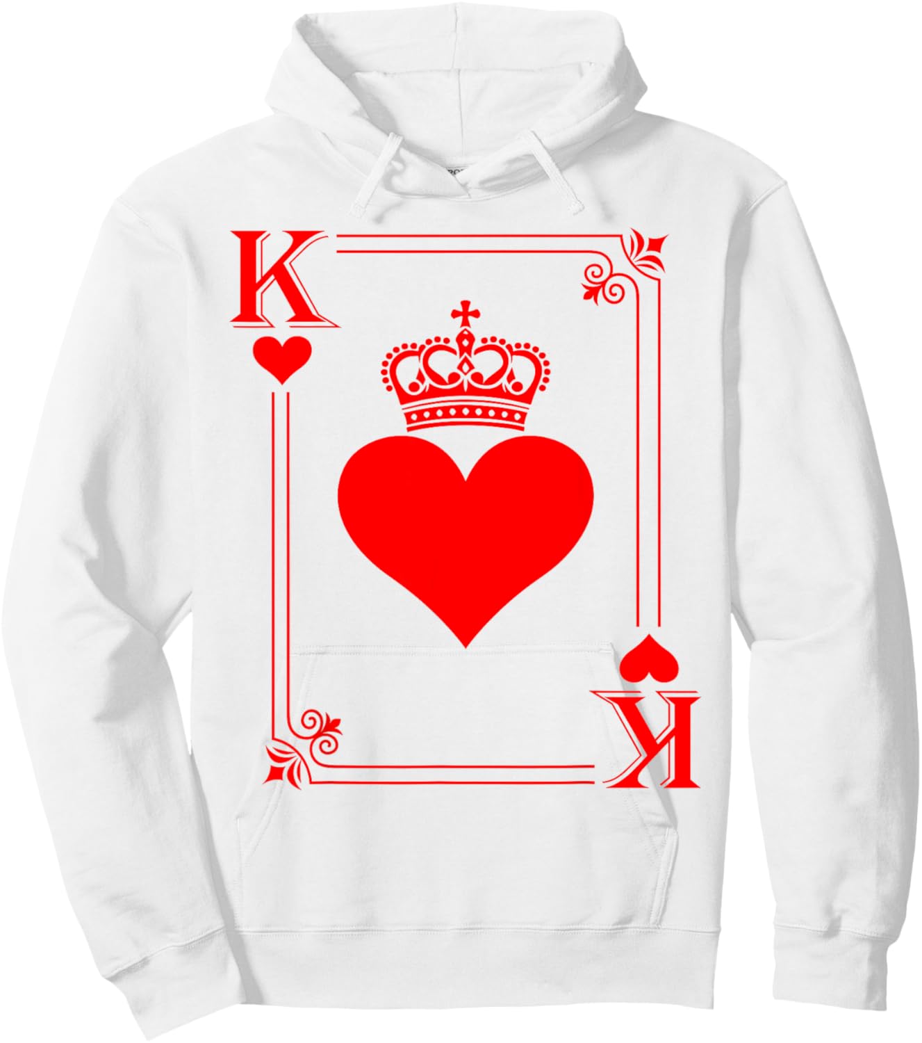 Funny King Card Hearts Happy Valentines Men Boys Guys Hoodie - Hoodie | White